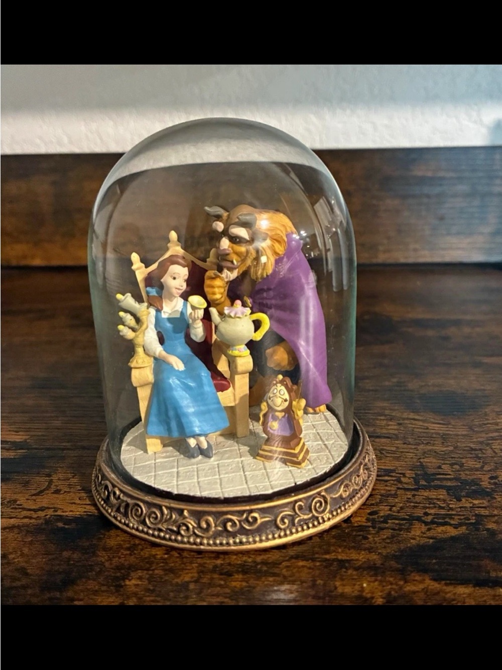 Beauty and the Beast Figurine Dome - Blue, Purple, Gold Accents